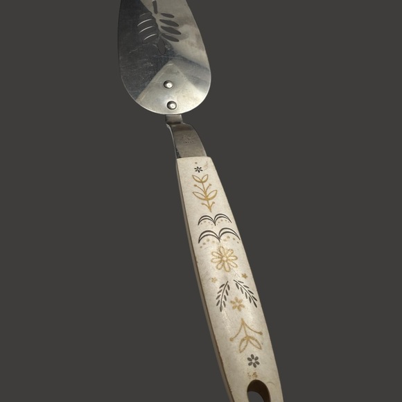 Vintage Flint Stainless USA Pie Server – Mid Century Modern Arrowhead Floral Han - Picture 1 of 10